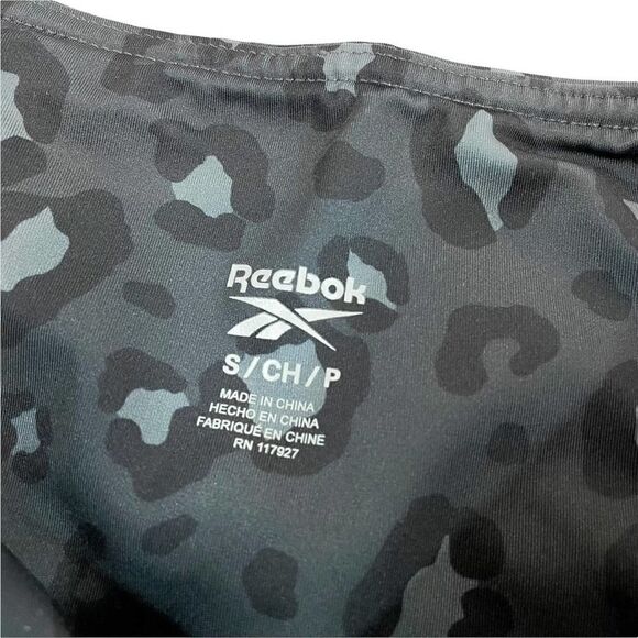 Reebok Leopard Print Leggings Gray Black - Picture 4 of 6